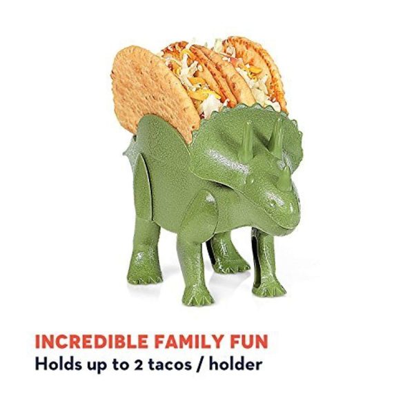 2-Pack Triceratops Taco Holder, Dinosaur Statue Taco Stands Shell Holder, Tricerataco Taco Holder, Dinosaur Taco Holder for Kids Hard Taco Holders for Taco Tuesday Birthday Party & Dino Taco Party by California Home Goods For Discount