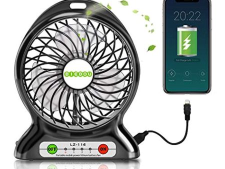 YOULANDA Battery Operated Fan, Personal Handheld USB Fan, Portable, Rechargeable, 3 Speeds, 2600 mAh Battery, Small Desk Fan with Internal and Side Light, Cooling for Travel,Camping, Boating,Fishing Online Hot Sale