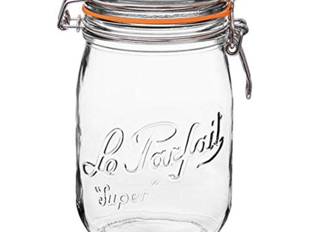 2 Le Parfait Super Jars - Wide Mouth French Glass Preserving Jars (2, 1000ml - 32oz - Quart) For Sale