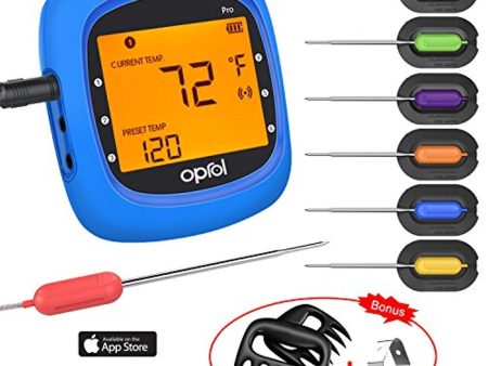 Bluetooth Meat Thermometer, Wireless Digital BBQ Thermometer for Grilling Smart with 6 Stainless Steel Probes Remoted Monitor for Cooking Smoker Kitchen Oven, Support iOS & Android Fashion