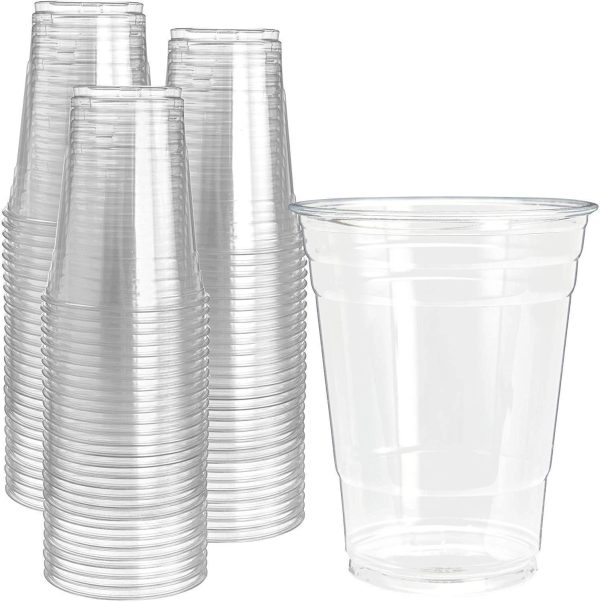 200 Clear Plastic Cups | 16 oz Plastic Cups | Clear Disposable Cups | PET Cups | Plastic Water Cups | Plastic Beer Cups | Clear Plastic Party Cups |Crystal Clear Cups Supply