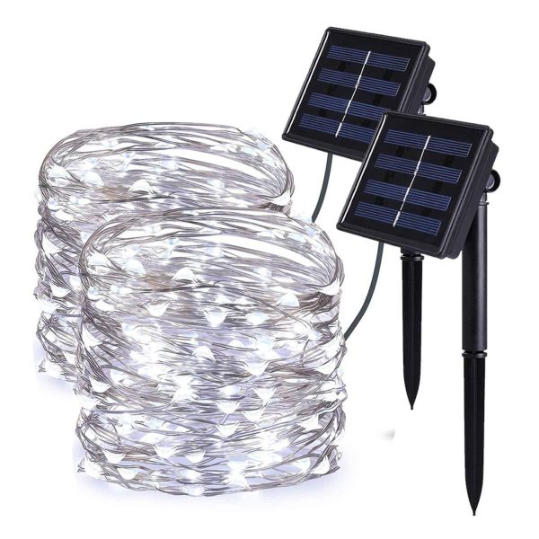 2 Pack Solar String Lights, 33ft 8 Modes Copper Wire Lights, 100 LED Starry Lights, Outdoor String Lights, Waterproof Decorative String Lights for Patio, Garden, Yard, Party, Wedding, Christmas. Online now