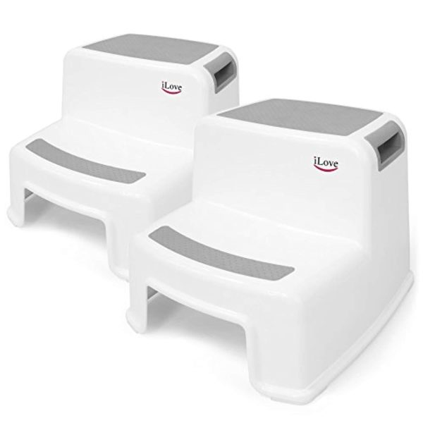 2 Step Stool for Kids (2 Pack) | Toddler Stool for Toilet Potty Training | Slip Resistant Soft Grip for Safety as Bathroom Potty Stool and Kitchen Step Stool | Dual Height & Wide Two... Hot on Sale