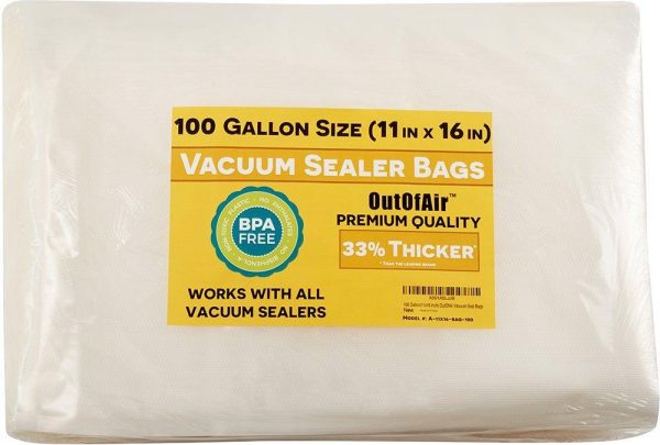 100 Vacuum Sealer Bags: Gallon Size (11  x 16 ) for Foodsaver 33% Thicker, BPA Free, FDA Approved For Cheap