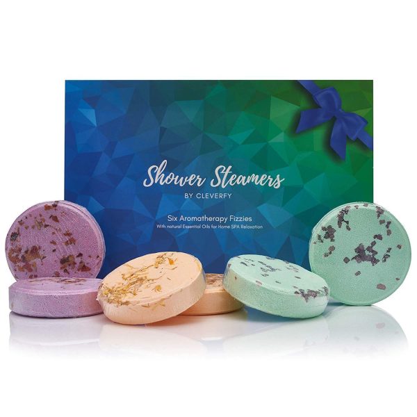 Cleverfy Shower Bombs Aromatherapy - Blue Box Set of [6] Shower Steamers With Essential Oils For Home Spa. Shower Melts a.k.a. Vaporizing Shower Tablets are Perfect for Sinus Relief Like Vapor Bath For Discount