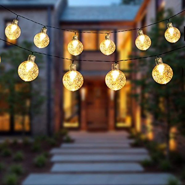 2-Pack Solar String Lights 20FT 30 LED Crystal Globe Lights with 8 Modes, Solar Powered Waterproof Fairy Lights for Outdoor Garden Patio Backyard Xmas Holiday Party Decor, Warm White on Sale