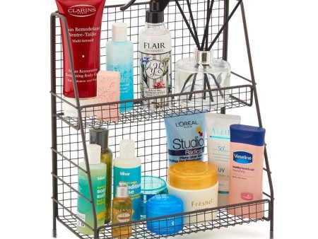 2-Tier Organizer Rack, EZOWare Wire Basket Storage Container Countertop Shelf for Kitchenware Bathroom Cans Foods Spice Office and more - Rustic Brown For Cheap