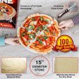 15   Large Round Pizza Stone - Durable & Safe Thermarite - For Cooking & Baking Pizza & Bread at Home Oven, Grill or Outdoor - Bonus Professional Steel Pizza Cutter Sale