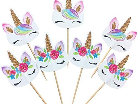 24-pack Rainbow Unicorn Cupcake Toppers Picks, Double Sided Unicorn Cake Toppers Limited Time Reduced Price, Birthday Baby Shower Party Decorations Supplies. Online