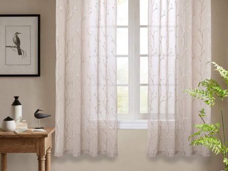 2 Panel Sheer Curtains White 84 inch Living Room Drapes Window Curtain Voile Sheers Linen Textured Hot on Sale