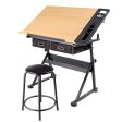 Yaheetech Height Adjustable Drafting Table Desk Drawing Table Desk with P2 Tiltable Tabletop, Stool and 2 Storage Drawers for Reading, Writing,Studying Art Craft Work Station Cheap