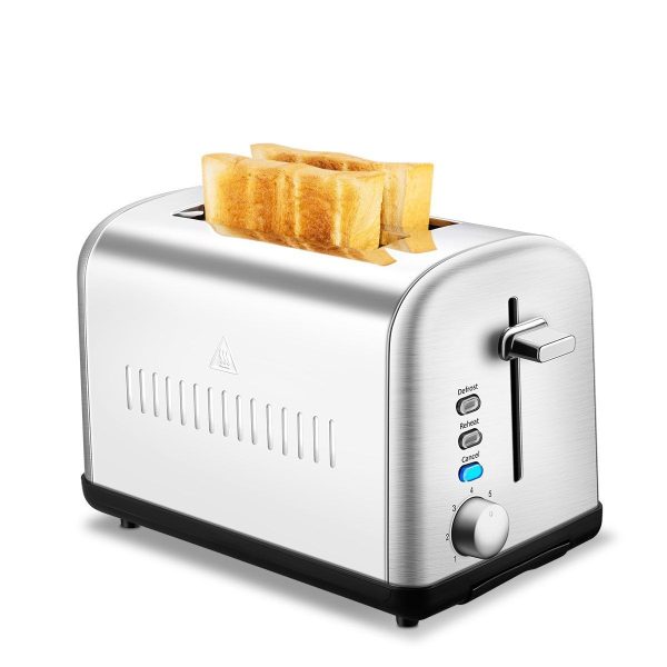 2 Slice Toaster, Chitomax Extra Wide Slot Toasters 2 Slice 7 Brown Settings and Removable Crumb Tray, Stainless Steel Toasters, Silver Hot on Sale