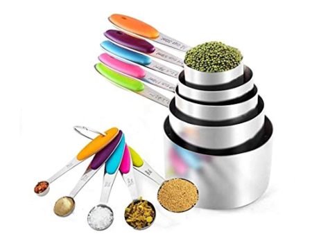 10 Piece Stainless Steel Measuring Cups And Spoons Set with with Colorful Silicone Handles Online Hot Sale