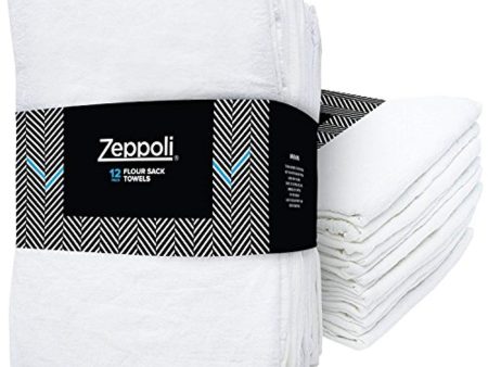 Zeppoli 12-Pack Flour Sack Towels - 31  x 31  Kitchen Towels - Absorbent White Dish Towels - 100% Ring Spun Cotton Bar Towels Supply