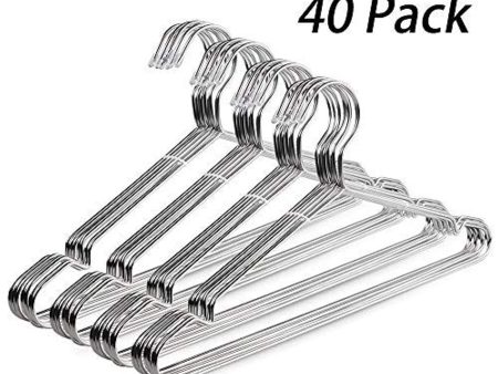 YIKALU Clothes Hangers 40 Pack Stainless Steel Metal Hangers Heavy Duty Wire Hangers Ultra Thin Coat Hangers Closet Wardrobe 16.5 Inch Online now