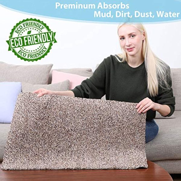 2 Packs of Premium Absorbs Magic Door Mat Size : 17.7  X 29.5  for Doorway, Staircase, Shoe Mat, Balcony, Front door, Mud mat Non-Slip Latex Backing, Pick up Mud, Dirt, Dust, Water from shoe and Pet For Sale