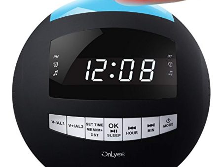 OnLyee Bluetooth Alarm Clock Radio, AM FM Radio, Digital LED, 7 Colored Night Light, AUX, Speaker, Dual USB Chargers, Dual Alarms - Kids Desk Kitchen Bedroom and Heavy Sleepers For Cheap