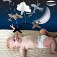 Crib Mobile by Sorrel & Fern- Airplanes & Cloud Nursery Decoration | Grey and White, Navy Blue, Tan | Baby Crib Mobile for Boys Online Hot Sale