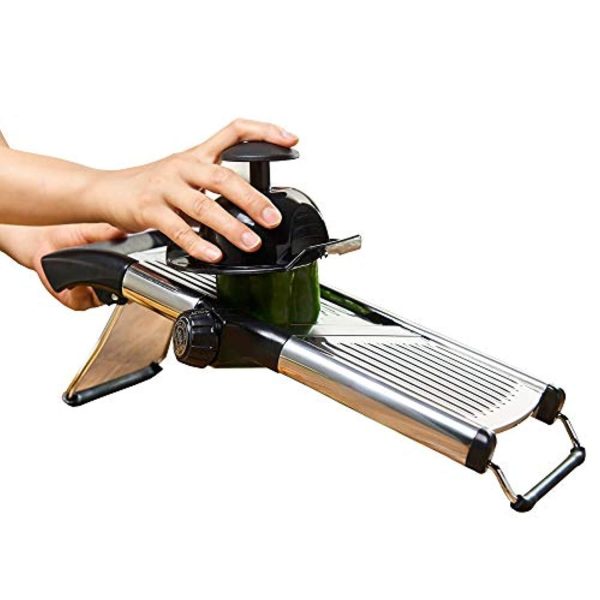 Mandoline Slicer by Simplify Fresh - Premium Stainless Steel Metal, Adjustable Vegetable Cutter Blade, Cut-Resistant Gloves - Safe Handheld Chopper Makes Easy Thin or Thick Veggies & Julienne Online Sale