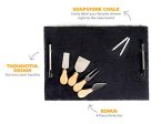 Slate Cheese Board - 7 pc Serving Tray Set 16 x12  Large - Stainless Steel Handles - Soapstone Chalk - 4 Cheese Knives - Foam Protective Feet by Proper Goods on Sale