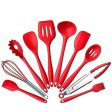 10Pcs set Silicone Heat Resistant Kitchen Cooking Utensils Non-Stick Baking Tool tongs ladle gadget by BonBon (Red) Online Hot Sale