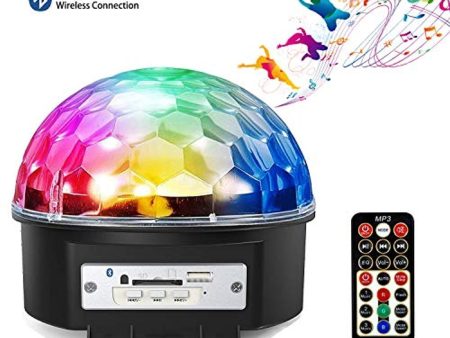 Bluetooth Party Lights,9 Colors LED Sound Activated Strobe Rotating Bluetooth Speaker Disco Ball Party Lights,Dj Stage Lighting with Remote Control for Halloween Party Xmas Bar Club Wedding Show Discount