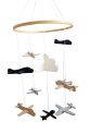 Crib Mobile by Sorrel & Fern- Airplanes & Cloud Nursery Decoration | Grey and White, Navy Blue, Tan | Baby Crib Mobile for Boys Online Hot Sale