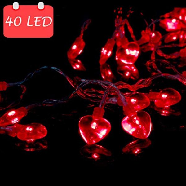 14.5ft 40LED Valentines Decorations String Lights, Heart Shape Valentines Day Decor for Indoor Outdoor Home Room Party Wedding Hanging For Discount