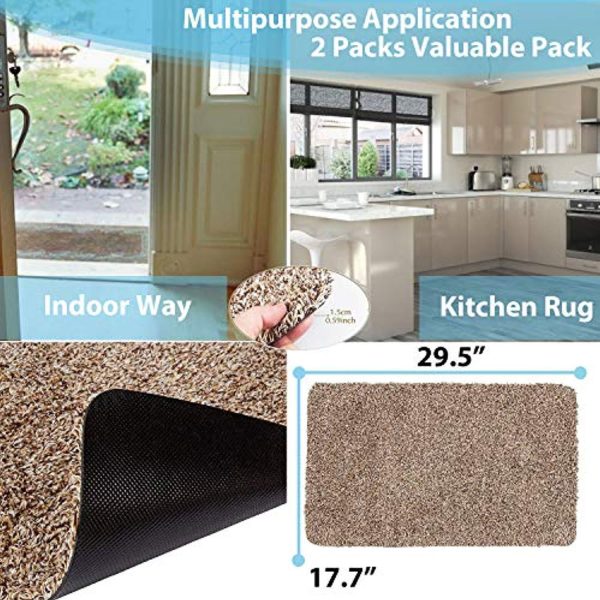 2 Packs of Premium Absorbs Magic Door Mat Size : 17.7  X 29.5  for Doorway, Staircase, Shoe Mat, Balcony, Front door, Mud mat Non-Slip Latex Backing, Pick up Mud, Dirt, Dust, Water from shoe and Pet For Sale