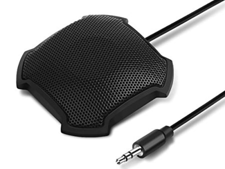 FOKEY Conference Microphone, Microphone for Computers : 3.5mm Plug Mic Table Top Omnidirectional Condenser Boundary Conference Computer Microphone for Skype, VoIP Calls, Black Hot on Sale