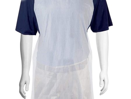 100 White Plastic Disposable Aprons For Cooking, Painting and More - Individually Packaged - Durable 1 mil Waterproof Polyethylene - 24  x 42  - by Xpose Safety For Sale