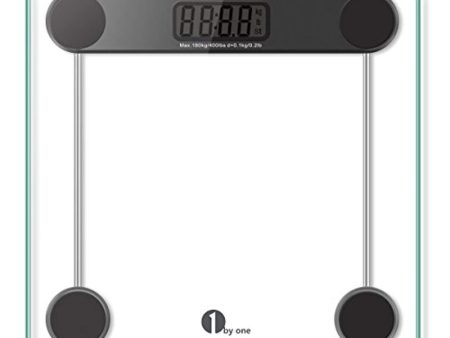 1byone Digital Body Weight Scale Bathroom Scale with Step-on Technology, 6MM Glass, Max Weight 400 Pounds Online now