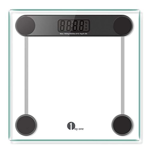 1byone Digital Body Weight Scale Bathroom Scale with Step-on Technology, 6MM Glass, Max Weight 400 Pounds Online now