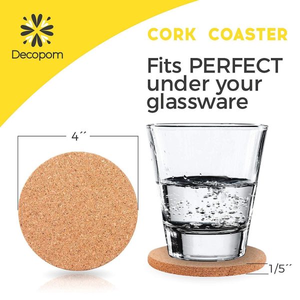 Natural Cork Coasters With Round Edge 4 inches 16pc Set with Metal Holder Storage Caddy – 1 5” Thick Plain Absorbent Heat-Resistant Reusable Saucers for Cold Drinks Wine Glasses Plants Cups & Mugs Online Hot Sale