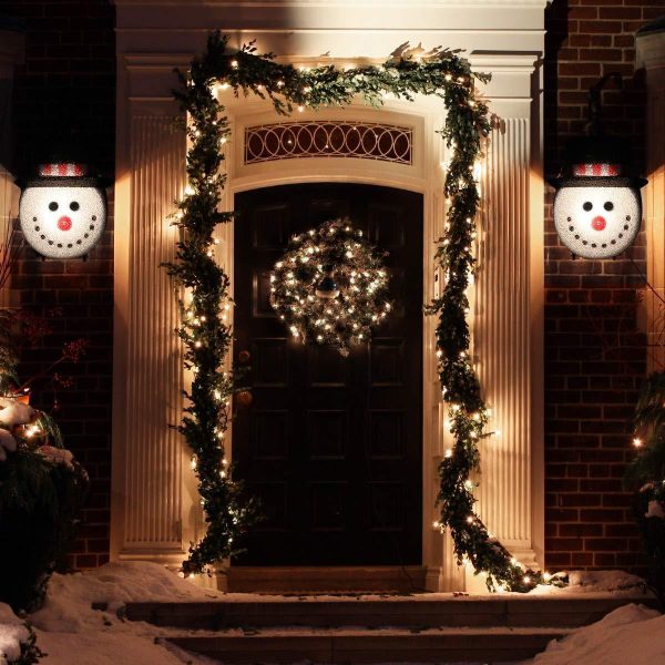 2 Pack Christmas Snowman Porch Light Covers Christmas Holiday Decoration for Outdoor Wall 12 x9.5 x6  Sale