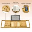 Tregini Luxury Bathtub Caddy - Extendable Bamboo Wood Bath Tray with Adjustable Book, iPad or Kindle Reading Rack - Wine Glass Holder - Cellphone or Tablet Slot For Cheap