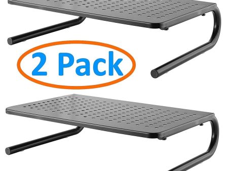 2 Pack Vented Monitor Stand for Computer, Laptop, Desktop, iMac or Printer - Metal Monitor Riser with 14.5 x 9.5 Inch Platform and 4 Inch Riser Height - Monitor Stand Organizer for Home or Office Use Online now