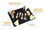 Slate Cheese Board - 7 pc Serving Tray Set 16 x12  Large - Stainless Steel Handles - Soapstone Chalk - 4 Cheese Knives - Foam Protective Feet by Proper Goods on Sale