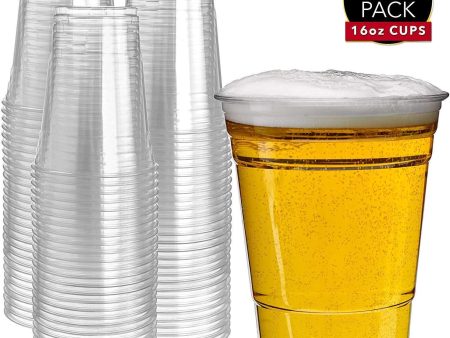 200 Clear Plastic Cups | 16 oz Plastic Cups | Clear Disposable Cups | PET Cups | Plastic Water Cups | Plastic Beer Cups | Clear Plastic Party Cups |Crystal Clear Cups Supply