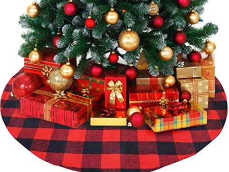 ATLIN Buffalo Plaid Christmas Tree Skirt - Larger 3 Inch Red and Black Checks for a Traditional Look - Machine Wash and Dry – 3 ft and 4 ft Models Sale