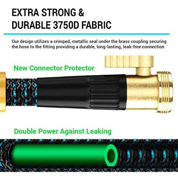 2018 Expandable Garden Hose 50Ft Extra Strong - Brass Connectors with Protectors 100% No-Rust & Leak, 9-Way Spray Nozzle - Best Water Hose for Pocket Use - 100% Flexible Expanding up to 50 ft by The Best Industries Online now