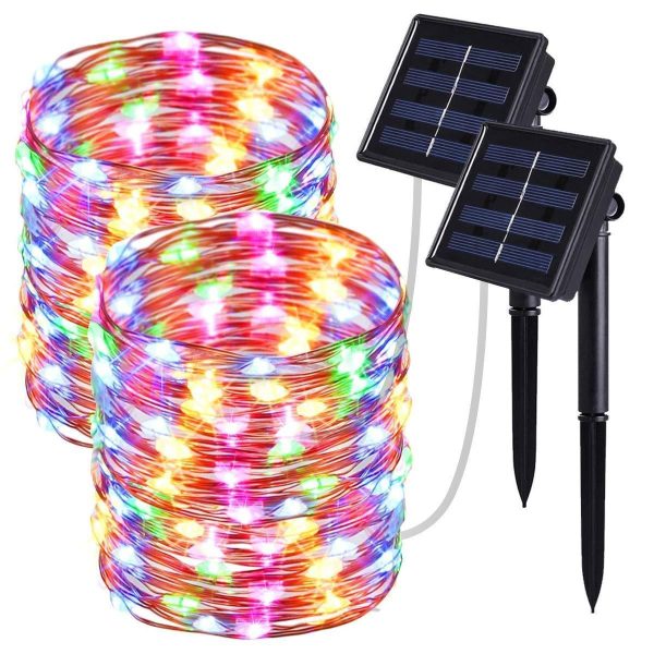 2 Pack Solar String Lights, 33ft 8 Modes Copper Wire Lights, 100 LED Starry Lights, Outdoor String Lights, Waterproof Decorative String Lights for Patio, Garden, Yard, Party, Wedding, Christmas by DEKOUH Supply