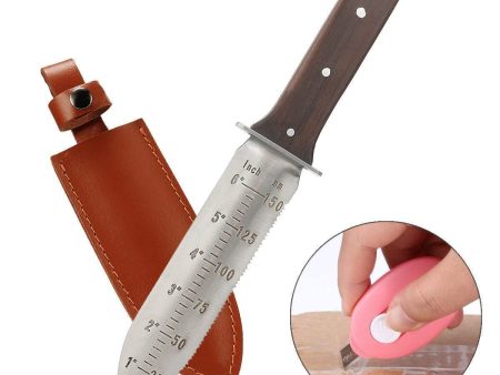 12   Hori Hori Garden Knife,Perfect Garden Tool for Gardening,Landscaping&Digging(7   Stainless Steel Blade with Ruler&Wood Handle), Leather Sheath, Plus Free Paper Knife! Supply