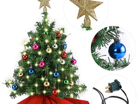 20  Tabletop Mini Christmas Tree Set with Clear LED Lights, Star Treetop and Ornaments, Best DIY Christmas Decorations on Sale