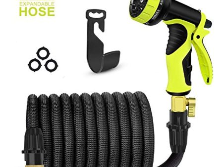 2018 Upgraded Expandable Garden Hose,Best 50 Ft Flexible Water Hose with 9 High Pressure Spray Nozzle,Solid Brass Connector Fittings no Rust&Leak, Double Latex Core&Extra Strength Fabric(50FT) (black) Online Sale