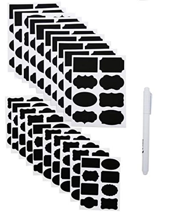 160 PCS Chalkboard Labels, Sackorange Pantry Stickers for JARS,Mason, Spice, Glass and Canisters, Large Reusable Waterproof Blackboard Vinyl Set, Dishwasher Safe with White Chalk Marker on Sale