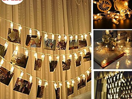 YOUTHUP 20 LED 2m Photo Clips String Lights Battery Operated Home Decor Lights for Hanging Photos Notes or Artwork Wall Decor (Warm White) by Online now