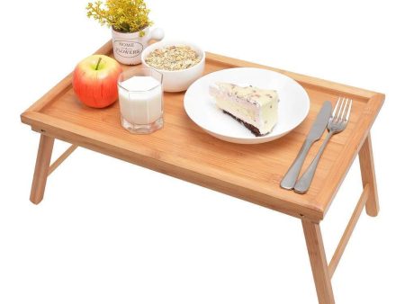 Zhuoyue Bamboo Bed Tray with Folding Legs, Lap Tray with Lipped Tabletop Great for Breakfast in Bed or Dinner by The TV, Use As Lap Drawing Table or Eating Tray Discount