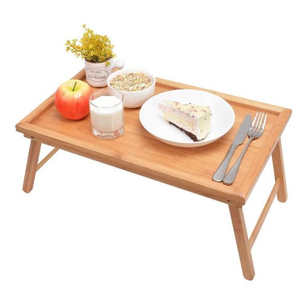 Zhuoyue Bamboo Bed Tray with Folding Legs, Lap Tray with Lipped Tabletop Great for Breakfast in Bed or Dinner by The TV, Use As Lap Drawing Table or Eating Tray Discount