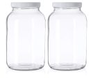 2 Pack - 1 Gallon Mason Jar - Glass Jar Wide Mouth with Airtight Foam Lined Plastic Lid - Safe Mason Jar for Fermenting Kombucha Kefir - Pickling, Storing and Canning - By Kitchentoolz Hot on Sale